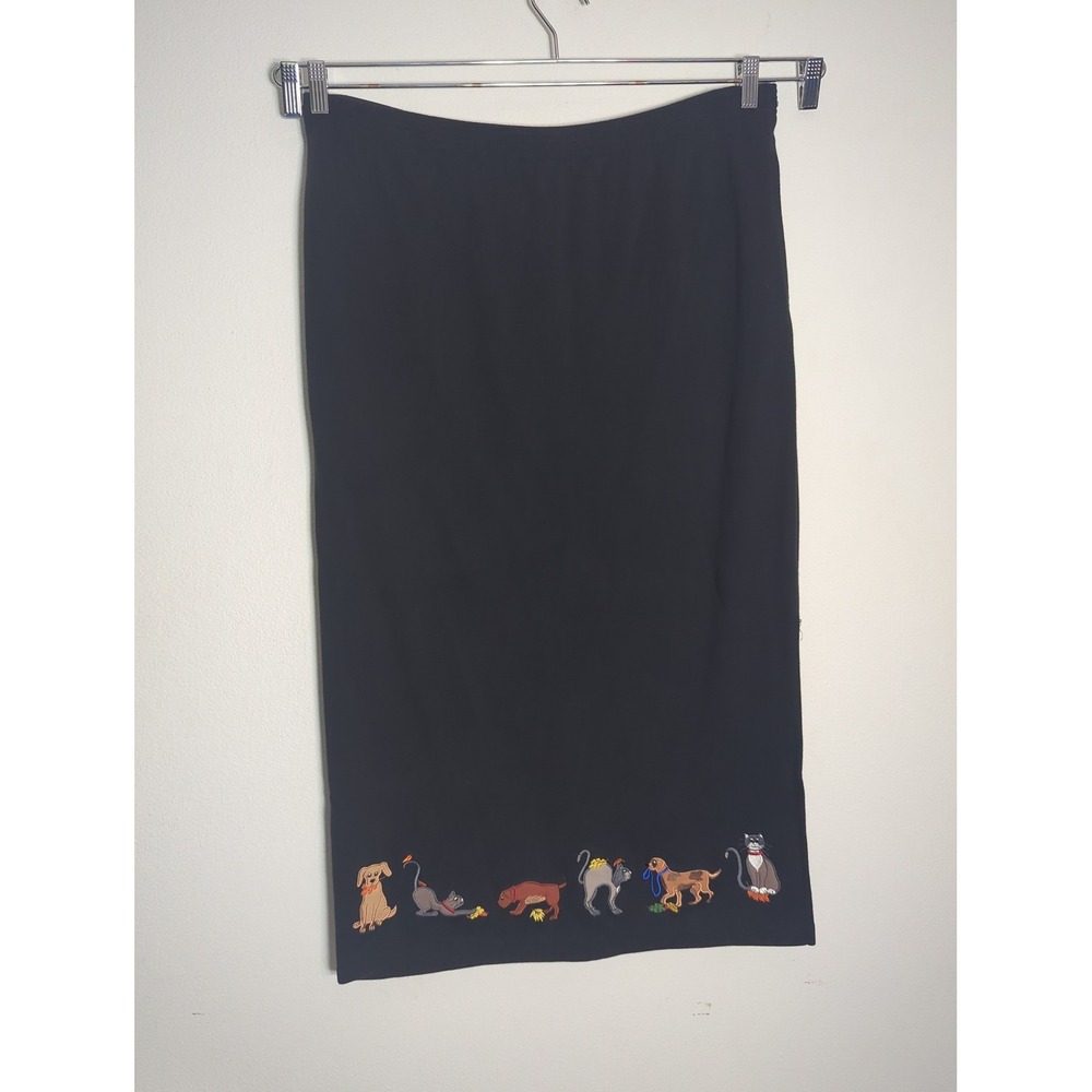 Vintage Cat Dog Womens Maxi Skirt Retro 90s Pet Lover Cottagecore Granny Medium
